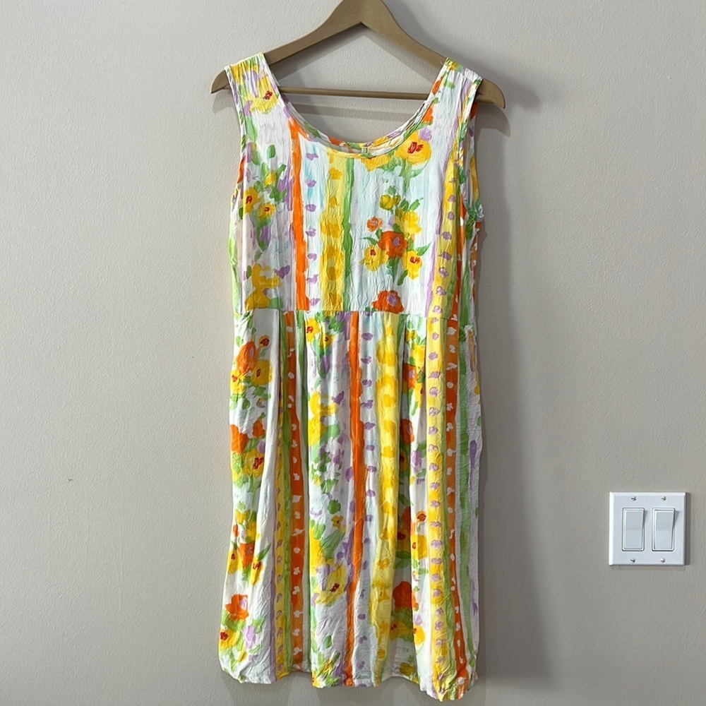 Jams World Vintage Floral and Stripe Yellow Sundress in size M